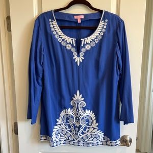 Lilly Pulitzer Royal Blue and White Tunic Size L